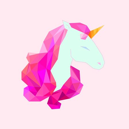 Polygonal unicorn head illustration. Unicorn head low poly vector design vector illustration.のイラスト素材