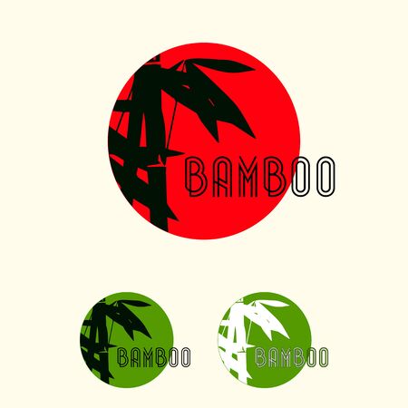 Bamboo leaves and stem icon in a round badge.のイラスト素材