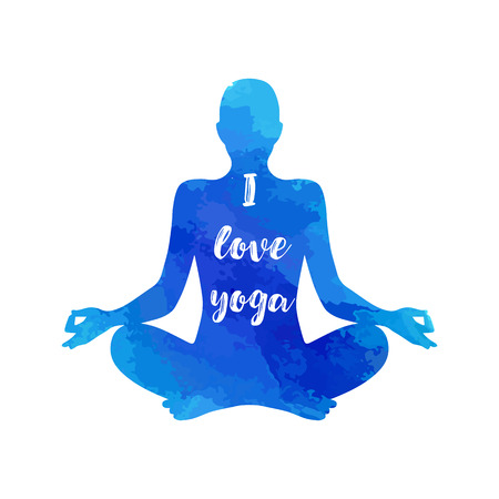 Yoga lotus position. Vector illustration.のイラスト素材