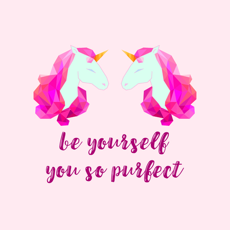 Vector unicorn head silhouette with text. Inspirational illustration design for print, banner, poster.のイラスト素材