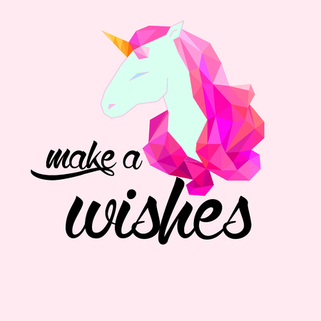 Vector unicorn head silhouette with text. Inspirational illustration design for print, banner, poster.のイラスト素材