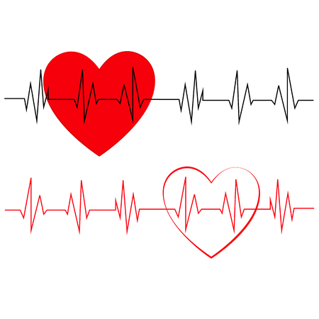 Heart pulse, one line illustration.のイラスト素材