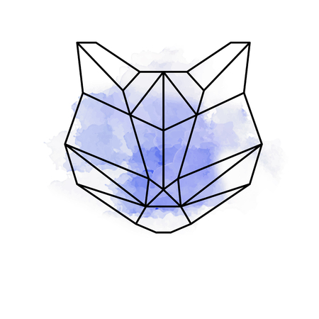 Abstract tiger or cat geometric shapes with watercolorのイラスト素材