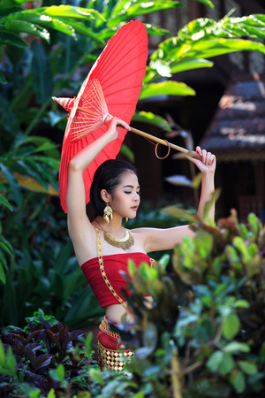 Thai Woman In Traditional Costume Of Thailandの写真素材