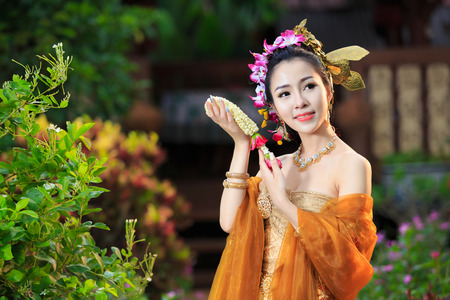 Thai Woman In Traditional Costume Of Thailandの写真素材