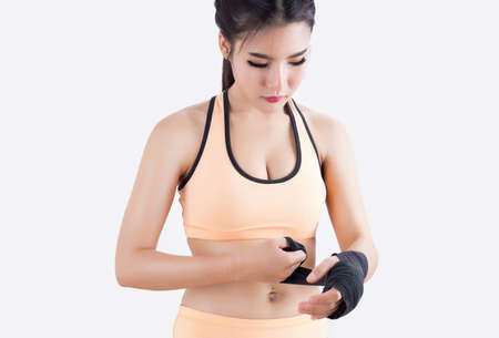 Boxing Woman - on white background