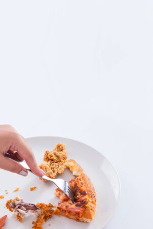 People with fast food - High calories food conceptの写真素材