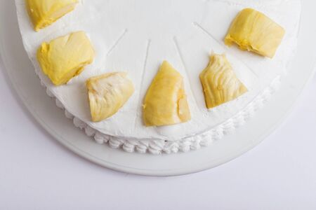 Durian Cake  on white backgroundの写真素材