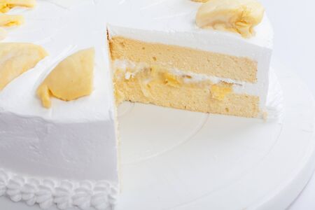 Durian Cake  on white backgroundの写真素材