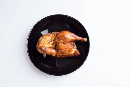 Roasted chicken on white backgroundの写真素材
