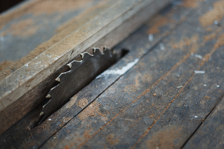 Close up vintage table saw - Circular sawの写真素材