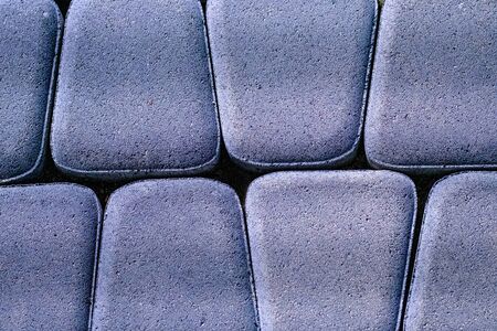 Texture of stones in two rows in the form of a trapezoid. View from aboveの写真素材