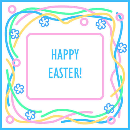 Happy Easter card with various Easter activities like flowers andのイラスト素材