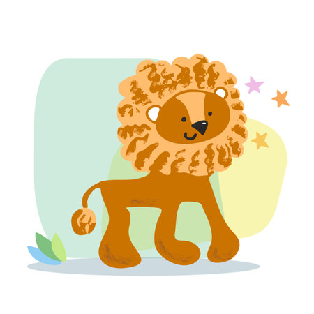 Cute lion cartoon vector illustration. Hand drawn vector illustration for posters, cards, t-shirts.のイラスト素材