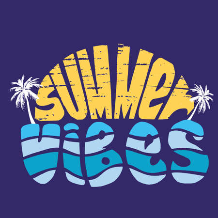Summer Vibes Colorful Logo with dark Backgroundのイラスト素材