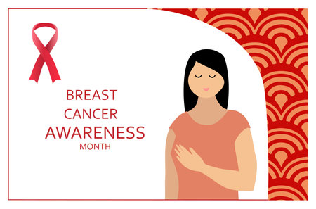 Breast cancer awareness infographics, vector illustration. layout template. health care and medical infoのイラスト素材