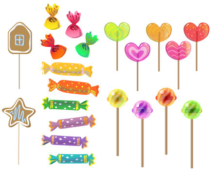 Set of sweets on white background hard candies candy. vector illustration,のイラスト素材