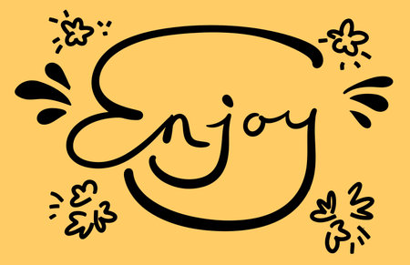 lettering inspirational poster Enjoy. Hand drawn brush pen lettering isolated. design for holiday greeting card and invitation, print and poster.のイラスト素材