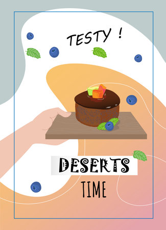 Vector design flyer for baking, bakery shop, cooking, sweet products, dessert, pastry.のイラスト素材