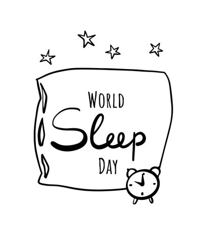 World Sleep Day Vector Design Illustration with pillow and alarm clock.のイラスト素材
