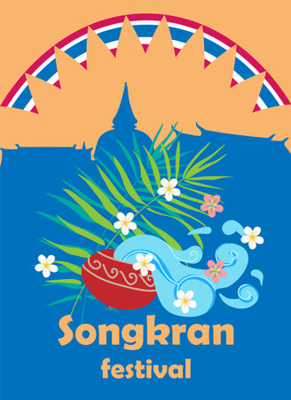 Amazing Songkran festival water splash Thailand Traditional New Years Dayのイラスト素材