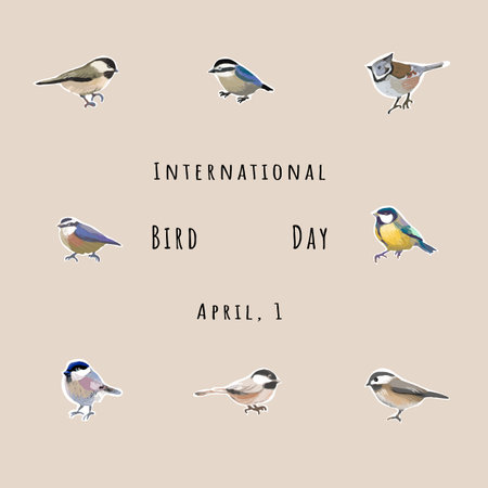 National Bird Day Vector Illustration on beige background. Suitable for greeting card poster and banner.のイラスト素材