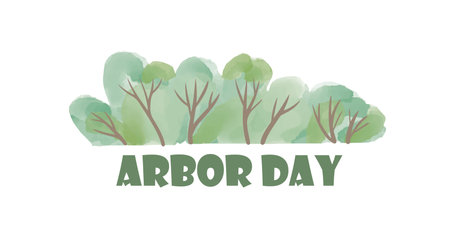 quote Arbor Day with trees ecology lettering badgeのイラスト素材