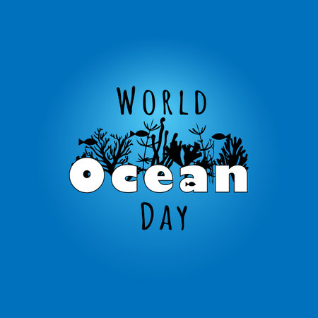 world ocean day. Vector concept for banner, backdrop, flyer, brochure, poster, background, campaign.のイラスト素材