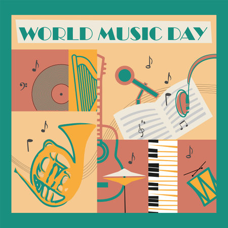 World Music Day image design for theme musicのイラスト素材