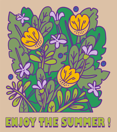 Enjoy the summer. Flower concept. Retro designのイラスト素材