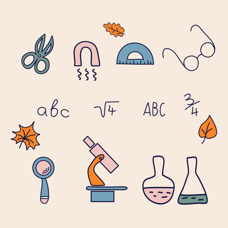 school clipart. Vector doodle school icons and symbols. Hand drawn stadying education objectsのイラスト素材