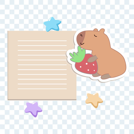 Cute kawaii notes. To do list. Little capy sticker. Beautiful planner for school. Flat vector set.のイラスト素材