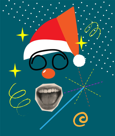 Banner Christmas New Year templates with halftone collages with festive elements.のイラスト素材