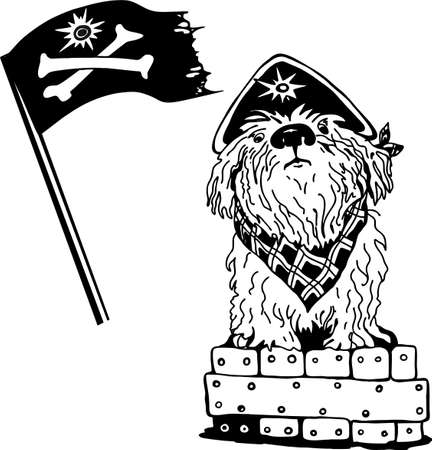 Vector cartoon image of a dog in a carnival costume of a pirate.のイラスト素材