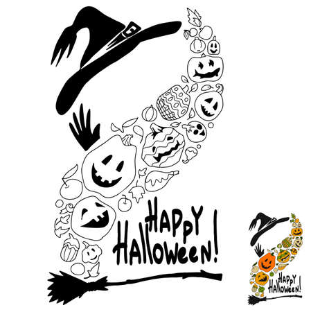 Vector illustration for Halloween. Pumpkin images can be a frame for photo decoration.のイラスト素材