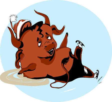 Greeting card for the new year with the image of the bull, the symbol of the year 2021.のイラスト素材