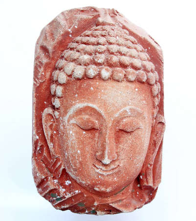 head Statue of Buddha on white backgroundの写真素材