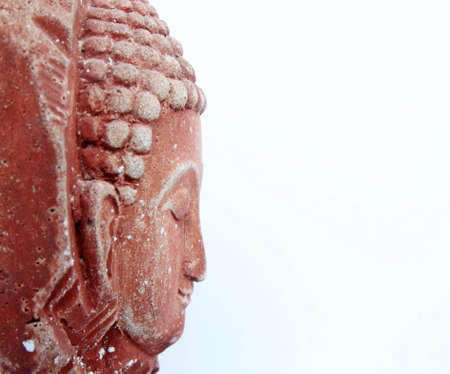head Statue of Buddha on white backgroundの写真素材