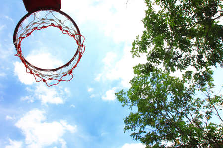 Basket Ball Net Under Beautiful Blue Sky の写真素材
