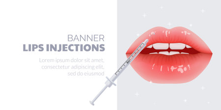 Lips and syringe on white background. Vector Illustration.のイラスト素材
