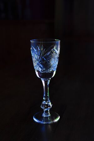 crystal wineglass on a dark backgroundの写真素材