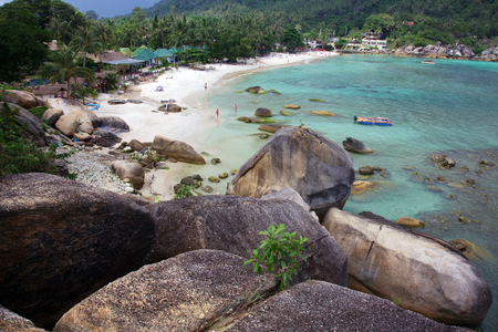 Huge cobblestones in the sea bay on the island of Koh Samuiの写真素材