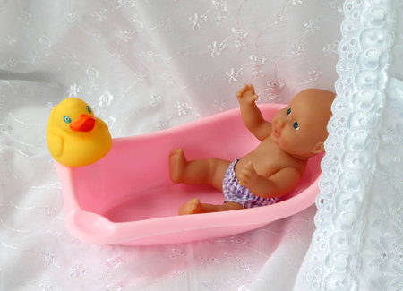Bathing baby toys shown
