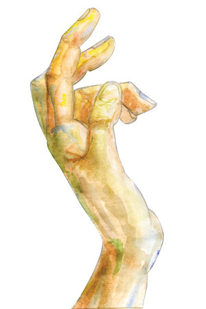 watercolor image of a hand stretching upward, can be used as a metaphor, concept. Image is isolated.のイラスト素材