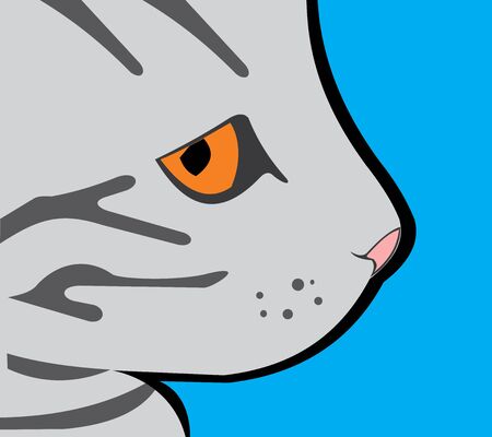 The stylized image of a gray cat in a profile, use several colors, good for applicationのイラスト素材