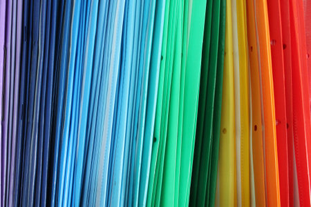 pile of multi-colored folders for office papersの写真素材