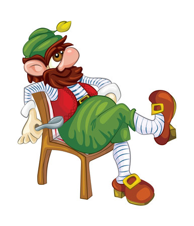 Tubby leprechaun with a metal spoon to expect treatsのイラスト素材