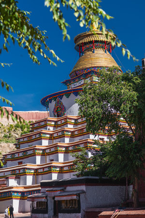 Bodhi Pagoda of Palcho Monastery also named baiju Monastery in Tibet, Chinaの写真素材
