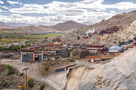 Picturesque shot of a beautiful ancient Buddhist temple in Tibet.の写真素材