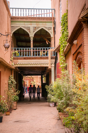 Carved walls of the Middle Asia style in Kashgar old town, Xinjiang, Chinaの写真素材